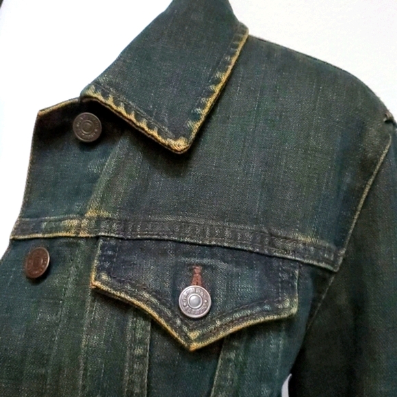 Gap Demin Jacket Blue Black w/ Orange Highl Size M - Picture 4 of 17